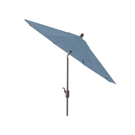 9ft Round Push TILT Market Umbrella With Antique Bronze Frame (Fabric: Sunbrella Sapphire Blue)